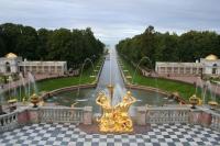 Peterhof park with the fountains
