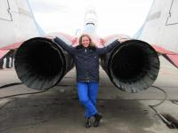Brave woman near MiG-29