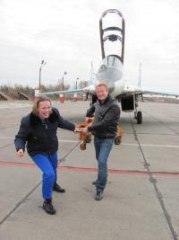 Having fun near MiG-29 before the flight