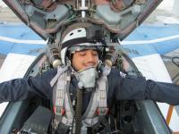 Tourist from Saudi Arabia during filming a TV program in MiG-29