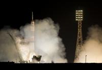 the launch of Soyuz in Baikonur