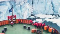 Tourists in Icebreaker in North Pole cruise