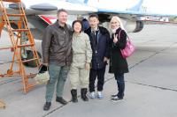 Happy tourists-doctors from Japan with pilot and our manager after Edge of Space & Aerobatics Flight in MiG-29